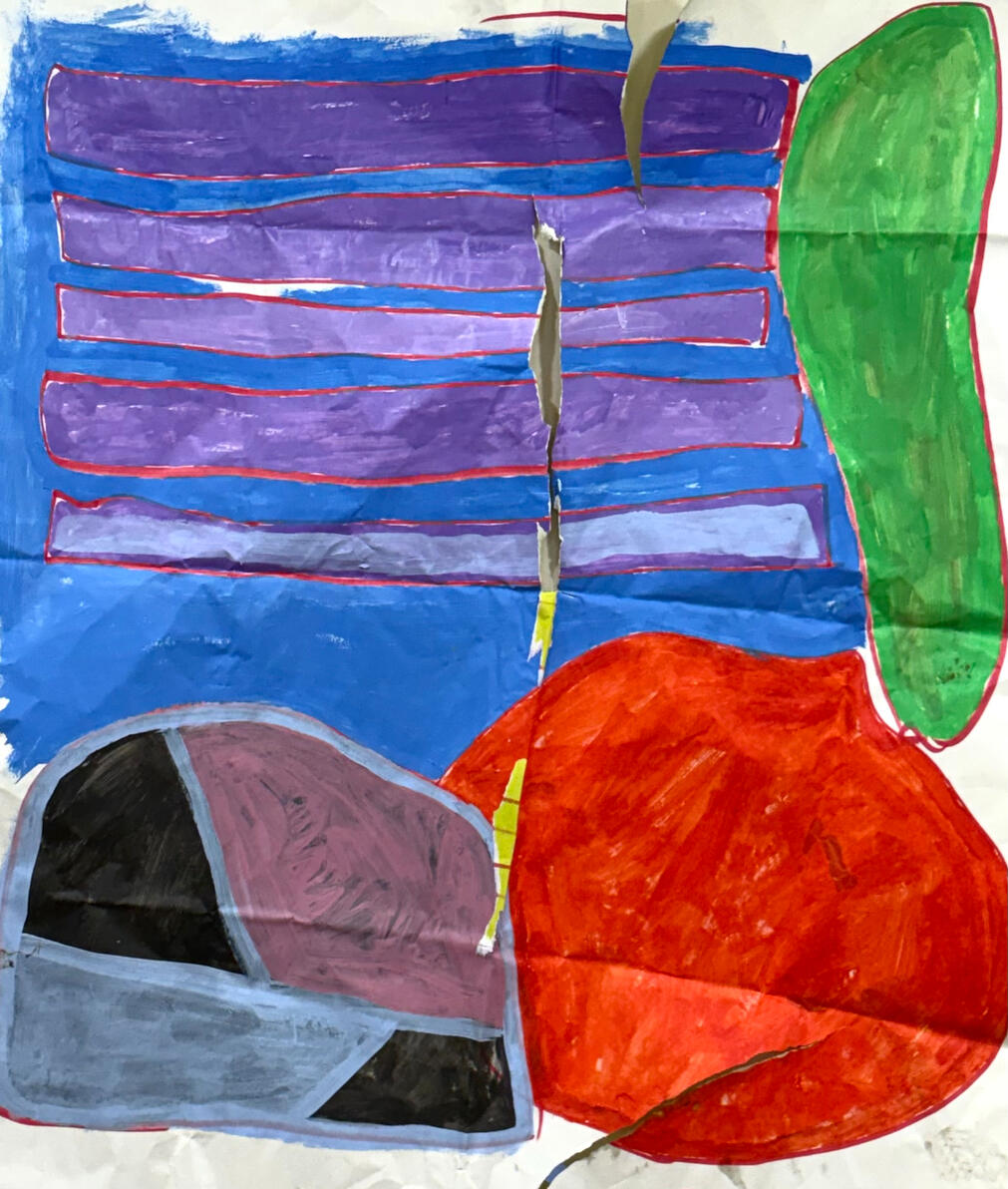 "Untitled" Acrylic, tempera and marker on paper 36" x 48" 2025