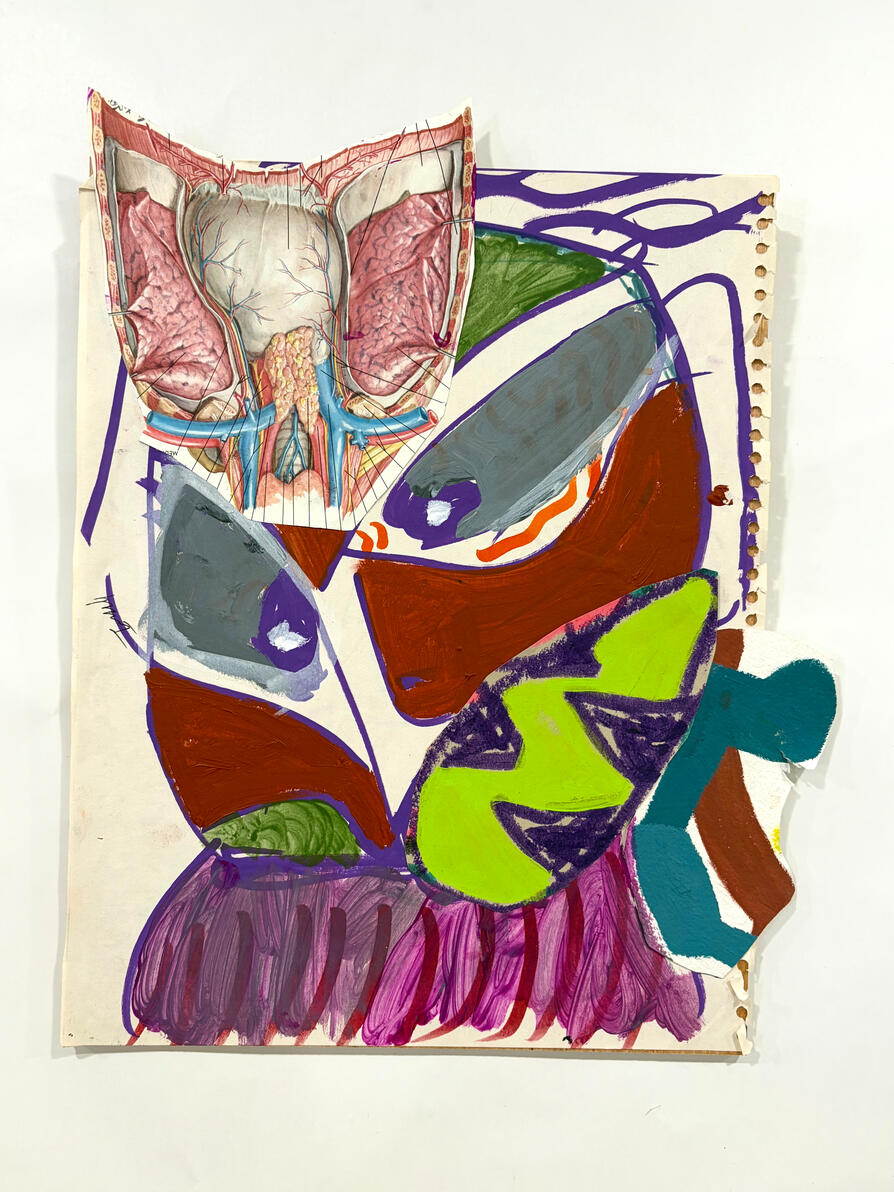 "Polaris" Acrylic, marker and collage on paper mounted on wood 12" x 16" 2025