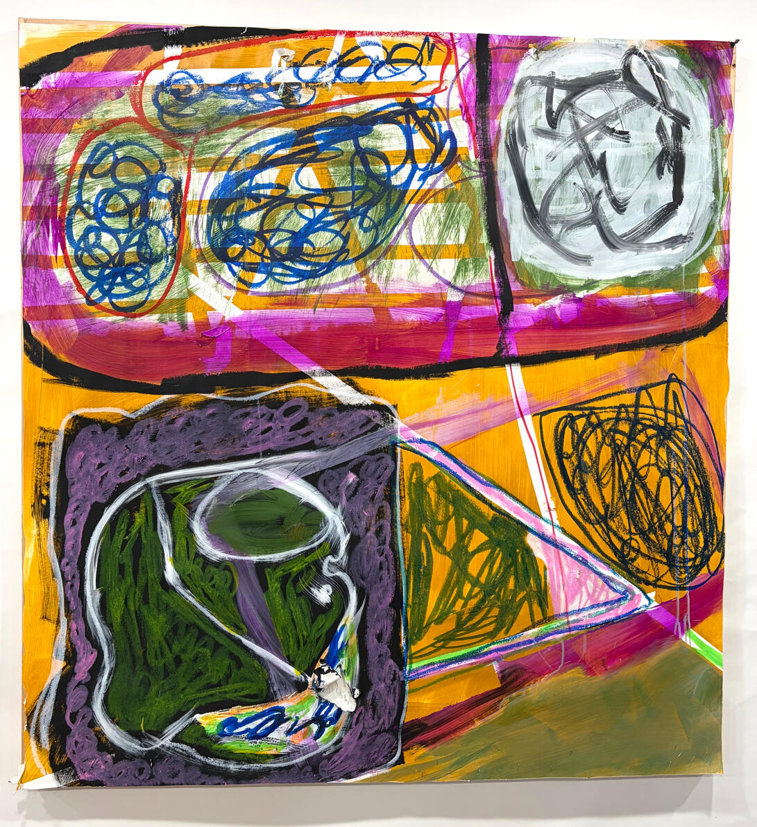 "Untitled" Acrylic, tempera and marker on paper 53" x 43" 2025