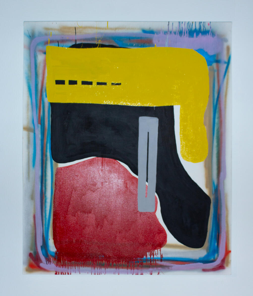 "Big red and yellow" Oil and spray paint on canvas 50" x 61" 2018-2019