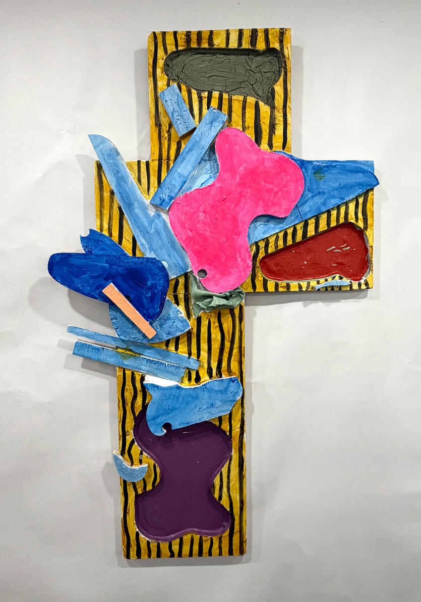 "Untitled, configuration No 3" Latex, acrylic, and metal on wood 28" x 46" x 2" 2026