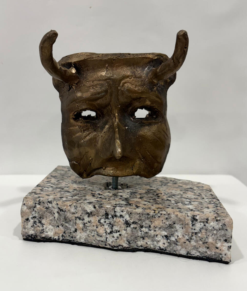 "Tragedy in the way" Cast bronze and granite 6" x 4" x 6" 2023